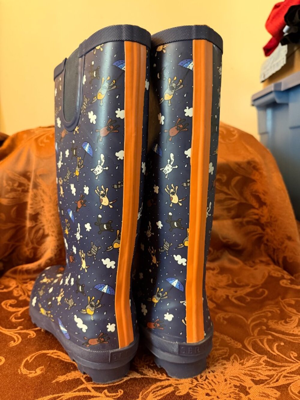 Serra Women's "Raining Cats & Dogs" Tall Rain Boots Sz 10 - Picture 2 of 6